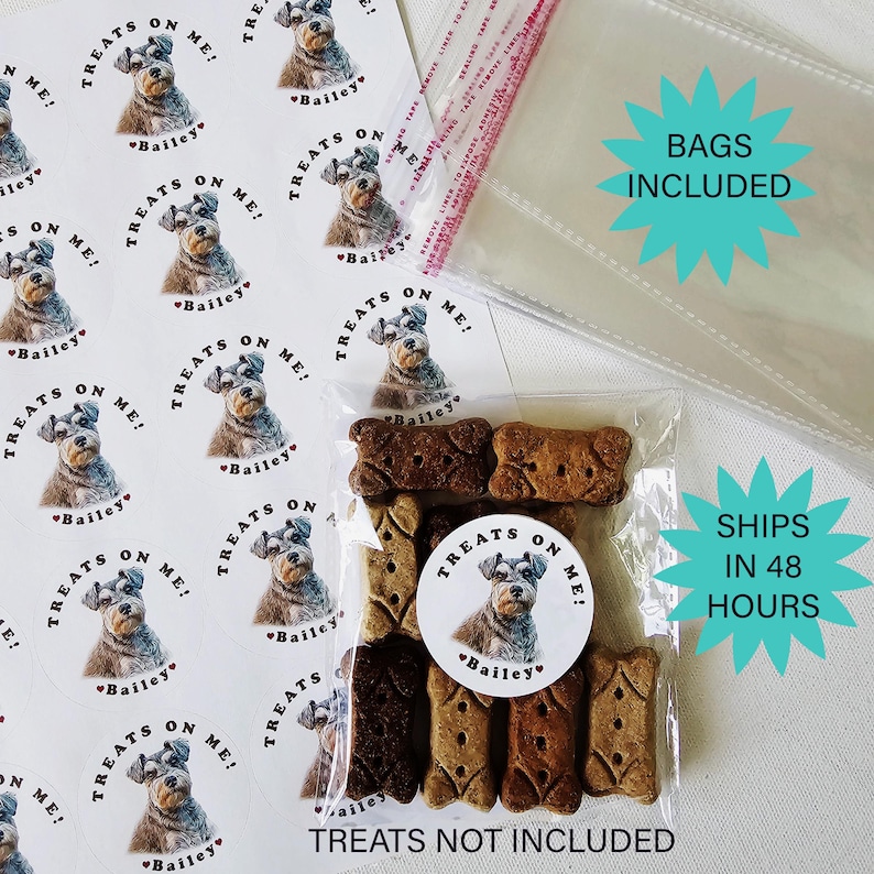 Custom Pet Wedding Favor Stickers and Bags, Personalized Doggie Bag Labels, Pet Photo Favors bild 1