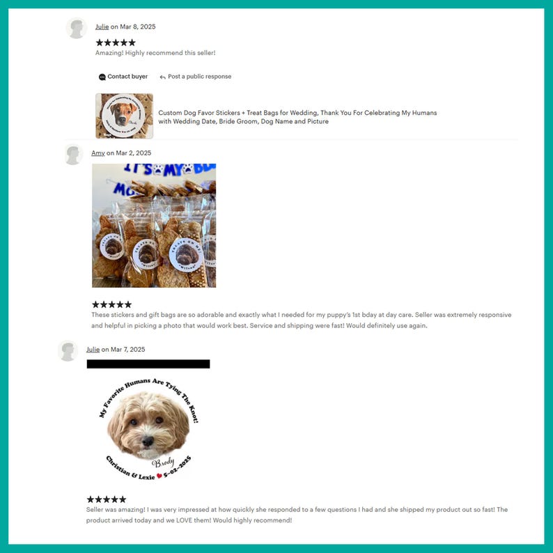 Custom Pet Wedding Favor Stickers and Bags, Personalized Doggie Bag Labels, Pet Photo Favors bild 2