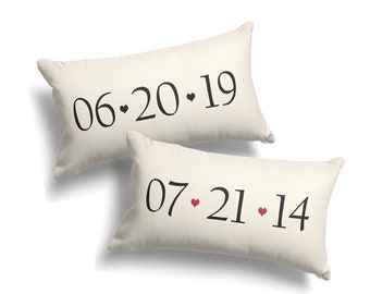 Valentine Gift for Wife, Valentine's Day for Her, Valentines Pillow, Personalized Custom Anniversary Wedding Engagement Date