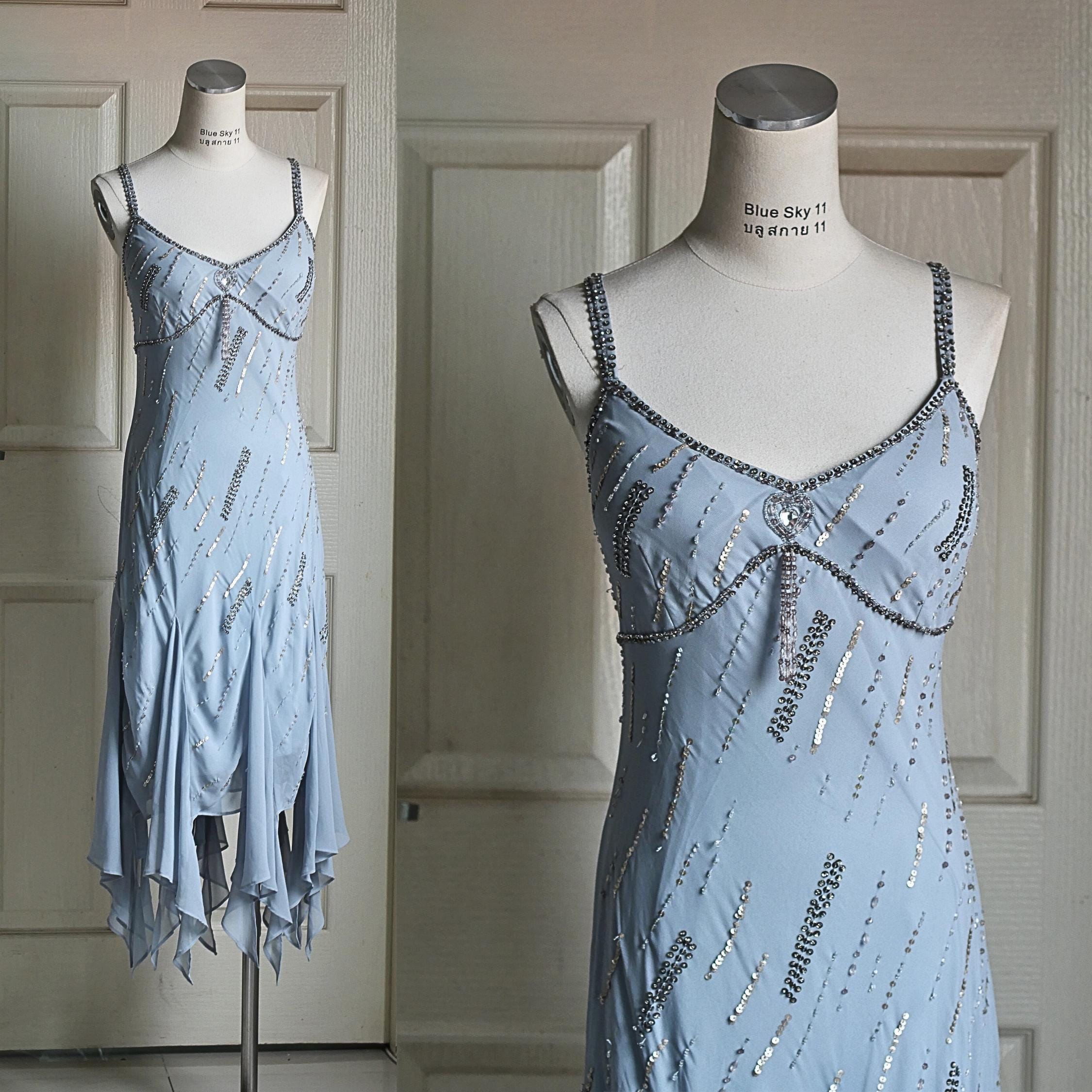 R&M Richards Ice Blue Beaded Dress 1920s Meets Y2K Elegance Fairy Core  Party Dress Prom Dress - Etsy