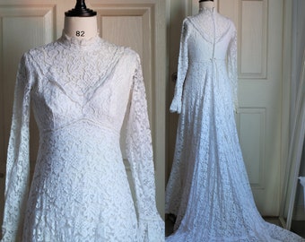 Vintage 1970's Wedding Lace Gown