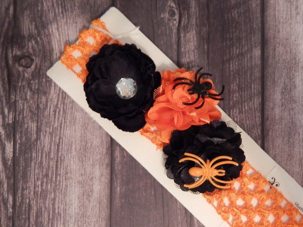 Halloween Headband Shabby Chic Girls Flower Elastic Headband - Etsy