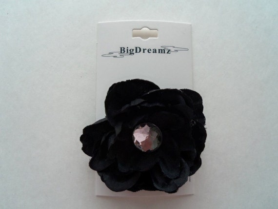 Black Hair Flower Flower Hair Clip Flower Clip Girls Hair Etsy