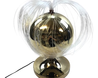 Fantasia Sunburst 4000 Rotating Fiber Optic Lamp Gold Base Vintage 80’s MCM