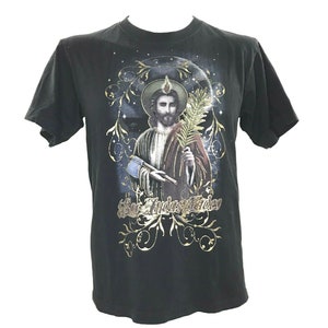 San Judas Tadeo T Shirt Double Sided Martyrdom Hatchet Black Vintage 90&#39;s M