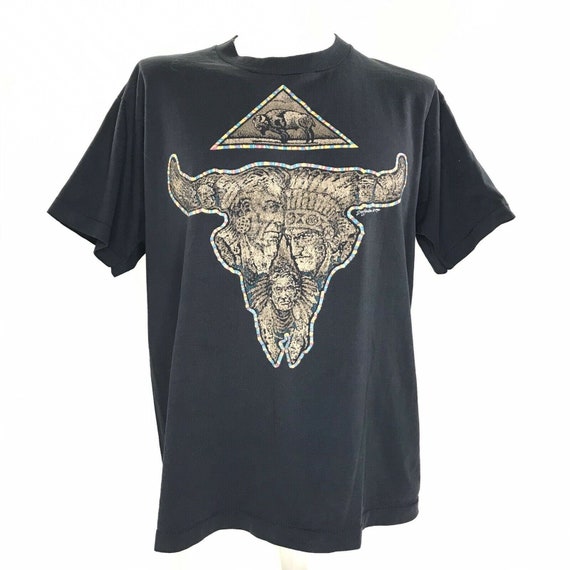 T-shirt Vintage Graphique Native American Années 90 - Taille L - Coton - Occasion 9/10
