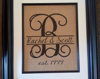 Personalized Burlap Print- GREAT GIFT (wedding, anniversary, engagement, housewarming, birthday, or holiday)!