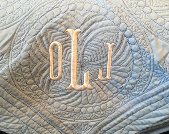 Monogrammed Heirloom Baby Quilt, 100% Cotton, Baby Shower, Christening, Baptism Gift, Preppy Nursery Decor