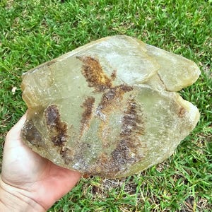 7+ lbs. Twinned Yellowish Green Double Terminate Calcite Crystal Cluster with Purple Fluorite from Balochistan, Pakistan / 7.7 inches