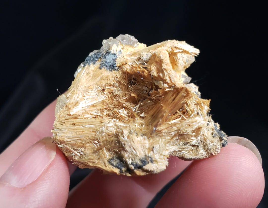 Raw Golden Rutile With Rutilated Quartz & Black Hematite From Brazil ...