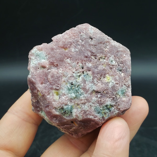 Huge 2.4 inch Natural Ruby and Aquamarine Crystal Cluster from Myanmar / UV Reactive / Red Corundum & Blue Beryl / 313.8 g or 11.1 oz.