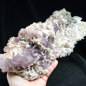 ON HOLD*  8+ lbs. Translucent Purple Fluorite with White Dogtooth Calcite Crystal Cluster from Balochistan, Pakistan / 12 in.