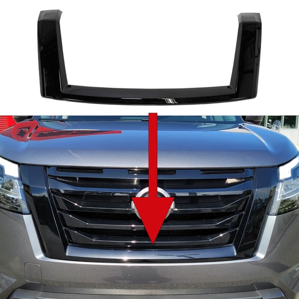 Black ABS Grille Grill Insert Overlay Trim 1 Piece Chrome Delete FOR Nissan Pathfinder 2022 2023 2024