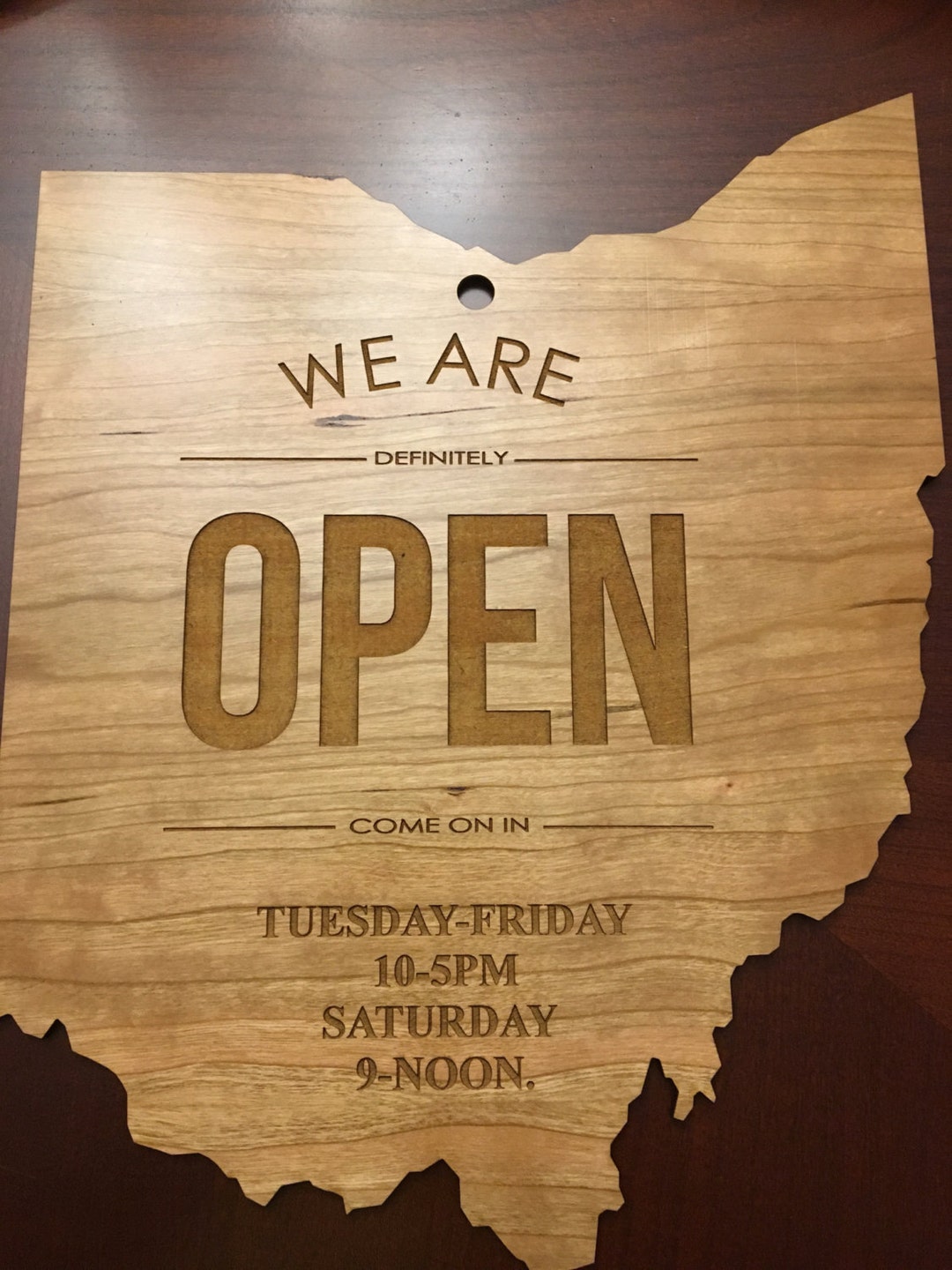 Laser Engraved Custom Open Business Sign Ohio State Shaped - Etsy