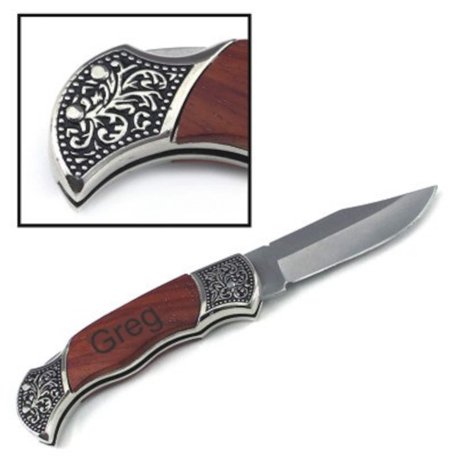 Rosewood Laser Engraved Hunting Knife Personalized with Name Etsy