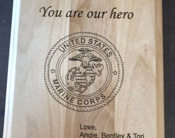 8" x 10"  Laser Engraved wood  Plaque, Custom Marine Plaque. Hero Plaque,Military Service Plaque
