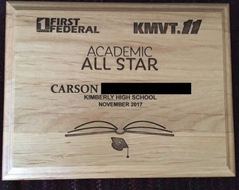 Personalized 7" x 9 "Laser Engraved Plaque, Laser Engraved plaque, Customized Plaque, Wood Plaque
