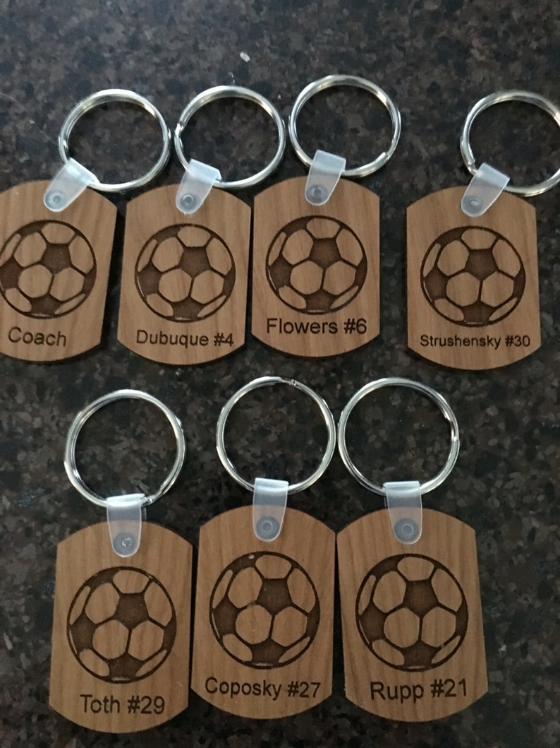7 Soccer Key Chain Laser Engraved Etsy
