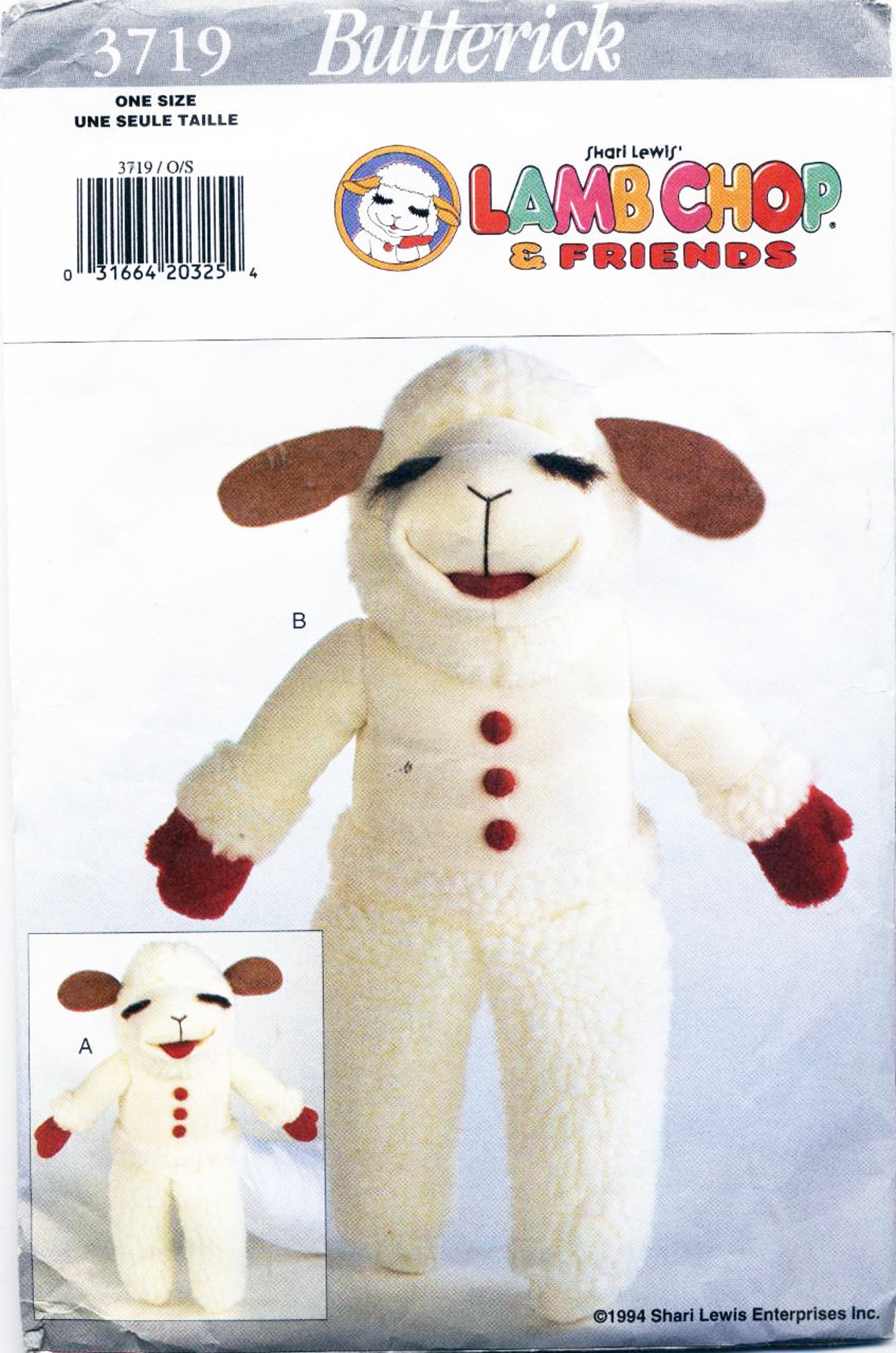 Butterick Pattern 3719 Lamb Chop & Friends Puppet and Doll Etsy