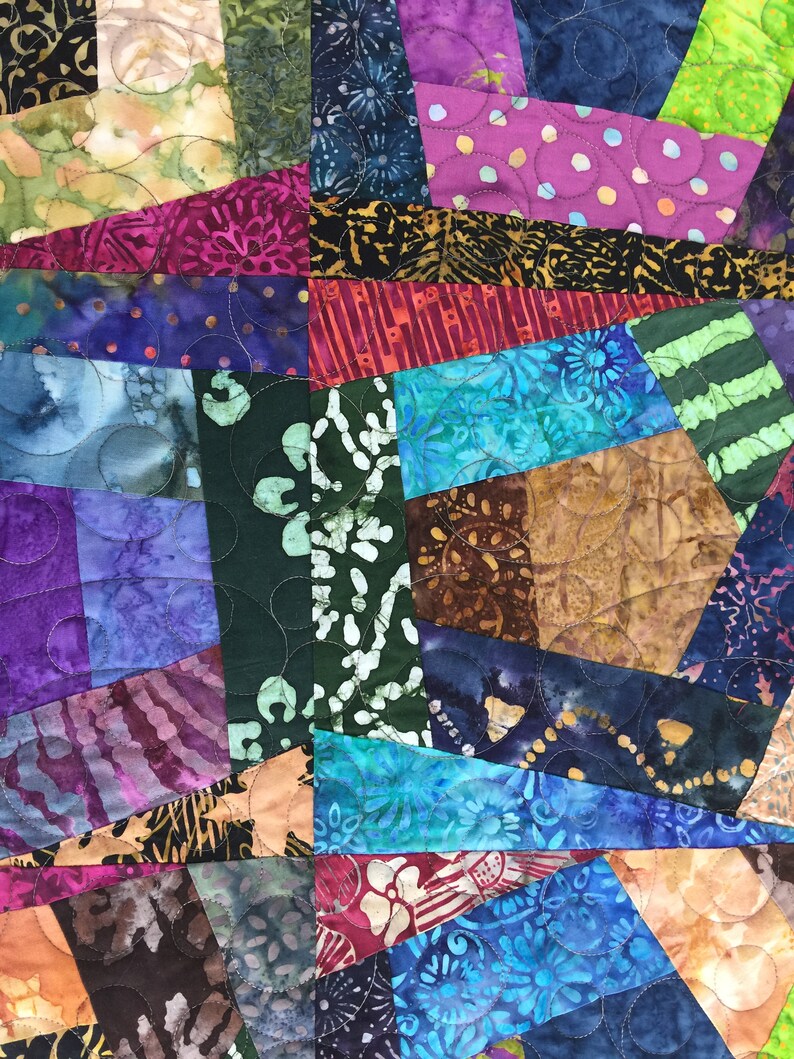 King Quilt, color Me Happy Crazy Quilt Batiks Etsy