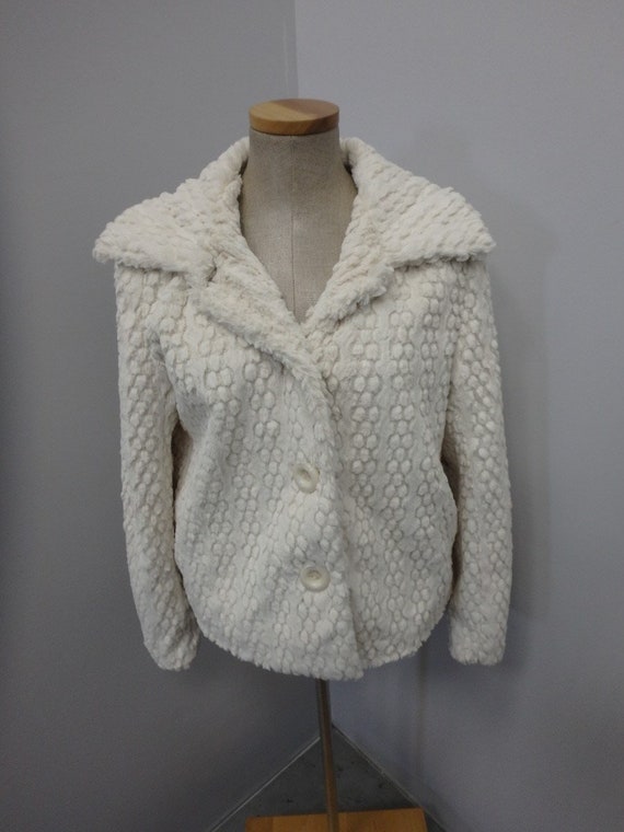 Beaver Faux Fur Coat Jacket Beige 