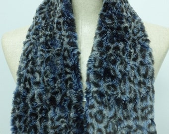 Black Leopard Faux Fur collar / scarf for coat 34" x 4" 26876