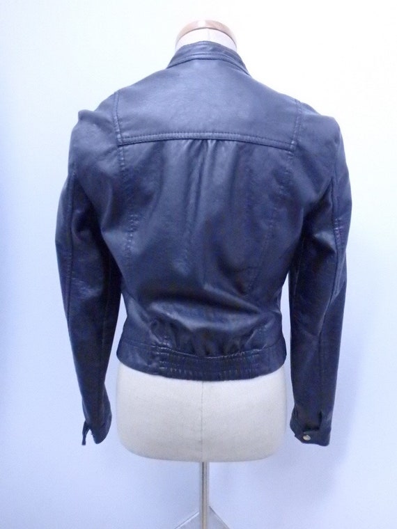 Black Faux Leather Women's Coat Jacket Medium Suz… - image 6