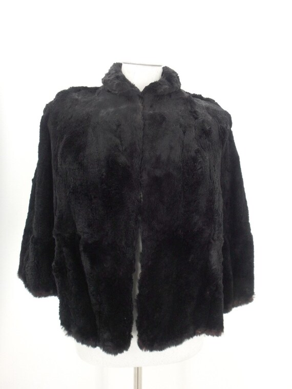 Sheared Muskrat Real Fur CAPE Coat Jacket One Size