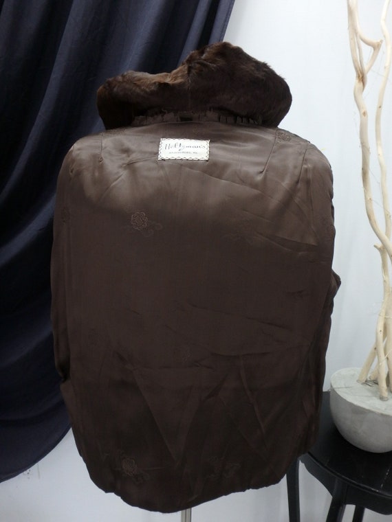 Broadtail Real Fur Brown Coat Jacket Large 45314 - image 6