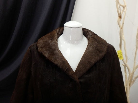 Broadtail Real Fur Brown Coat Jacket Large 45314 - image 2