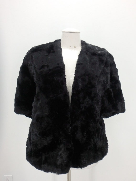 Sheared Muskrat Real Fur CAPE Coat Jacket One Size