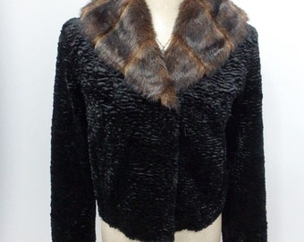 black rivet faux fur jacket