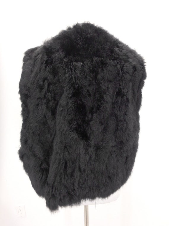 Opossum Fur VEST Coat Jacket Large Black Women's … - image 4