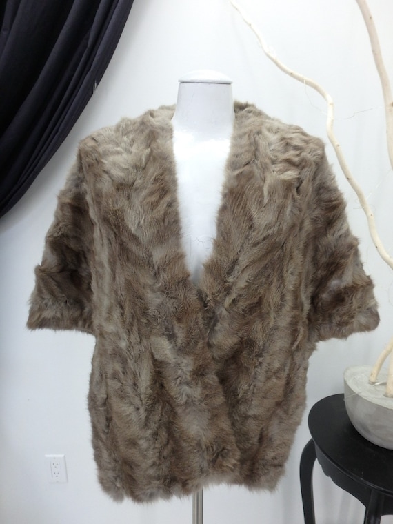 Wild Mink Real Fur Taupe CAPE Coat Jacket One Size