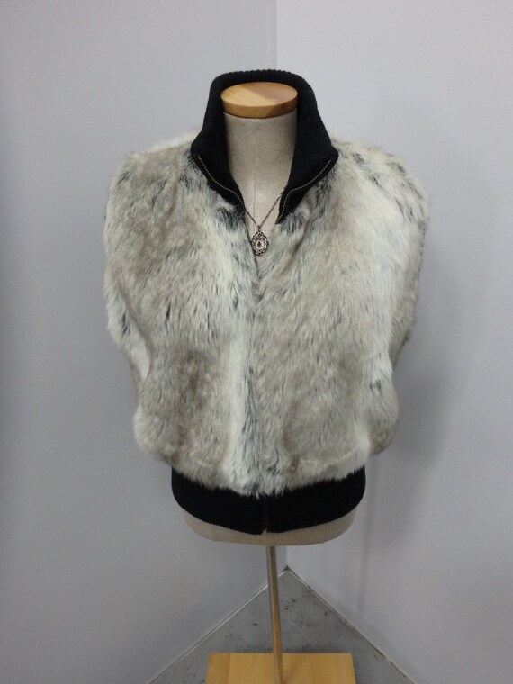 Fox Faux Fur VEST Coat Jacket Gray RAVE 