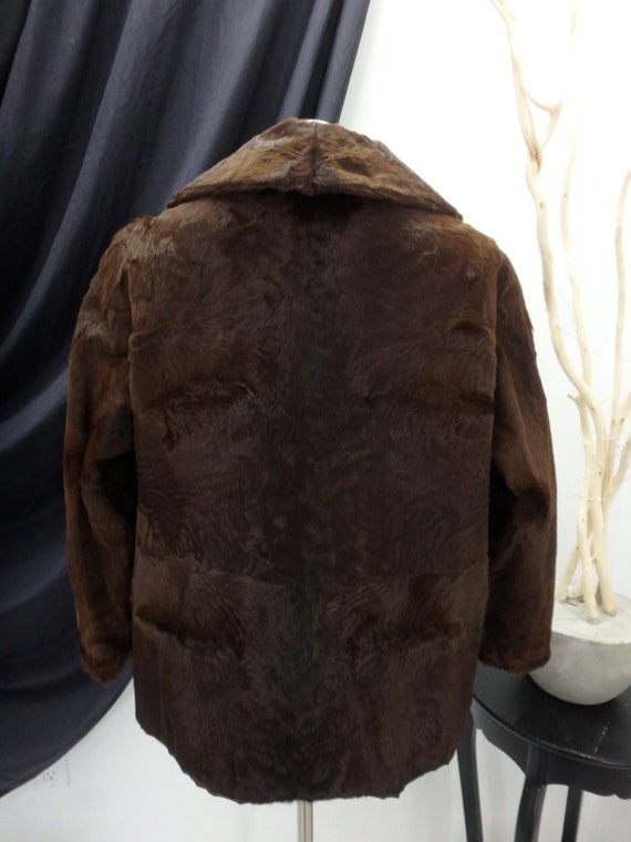 Broadtail Real Fur Brown Coat Jacket Large 45314 - image 4
