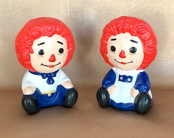 1979 Hand-Painted Raggedy Ann and Andy Ceramic Figurines