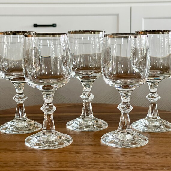 Five Schott-zwiesel Platinum Banded Wine Glasses, 5 Classic Hand Blown  Crystal Wine Goblets, Silver Rimmed White Wine Glasses W Wafer Stems - Etsy