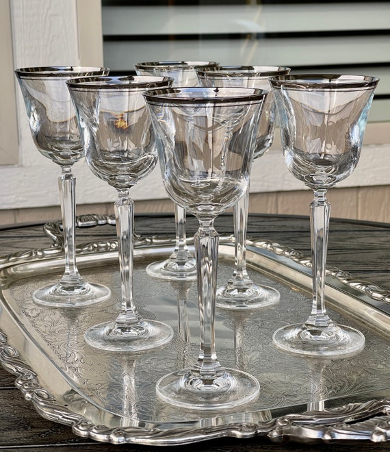 German Platinum Rim Wine Glasses