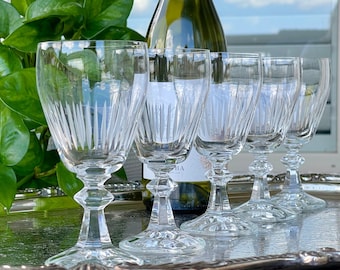 Vintage Schott Zwiesel Wine Glasses: Vertical Cut Crystal Stemware, Set of 5