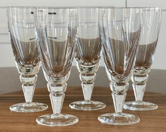 Five Vintage Rosenthal Crystal Cocktail Barware, Mid Century Rosenthal 8 oz "Beer" Goblets, Luxury Crystal Stemware Wedding Engagement Gifts