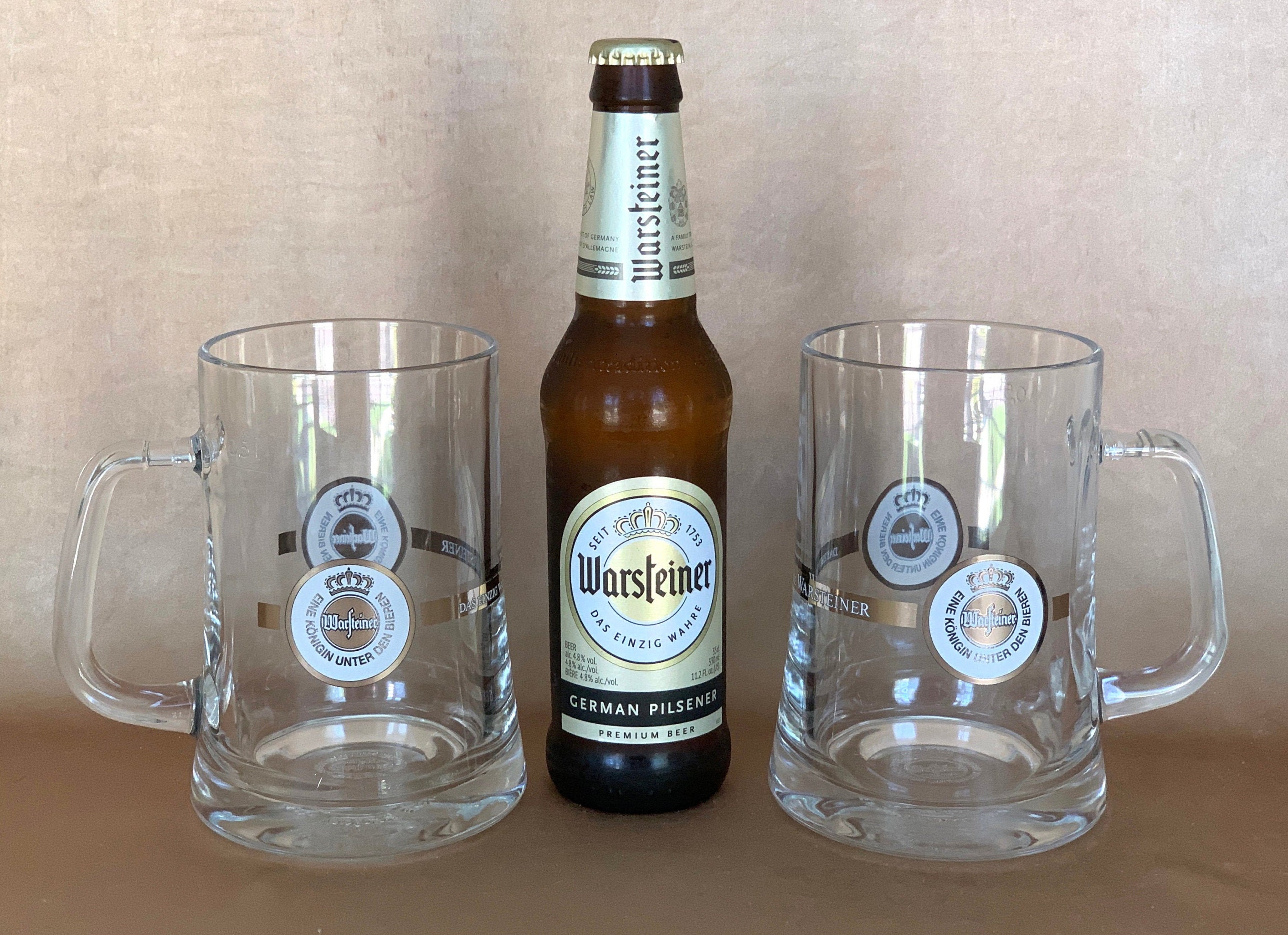 German Beer Stein Warsteiner 0.5 Liter Glass Steins Etsy