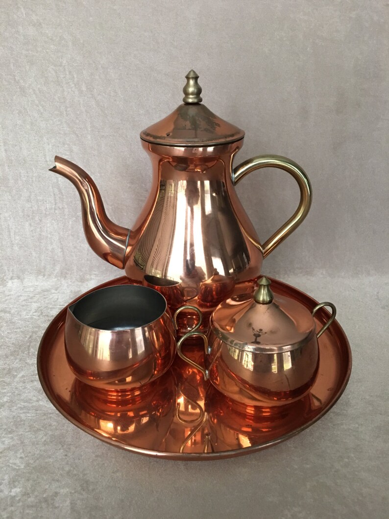 Copper Coffee Set Brass and Copper Copper Tea Service ODI Etsy