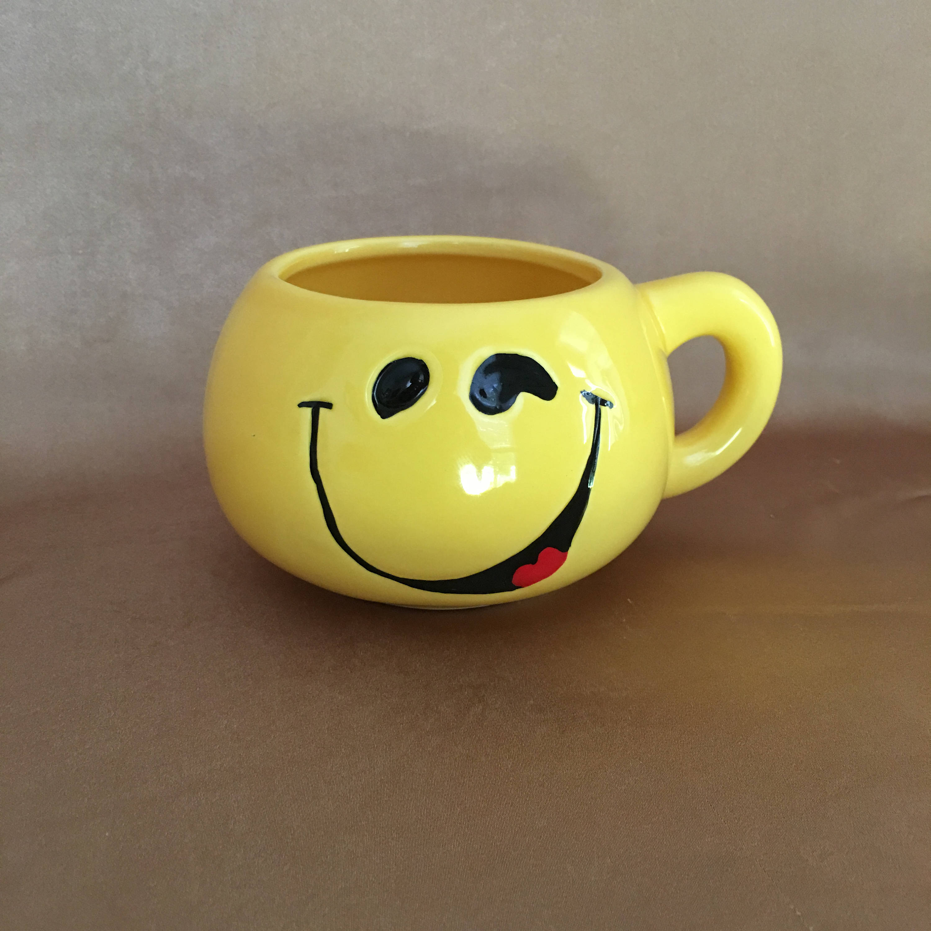 Happy Face Mug Yellow Smiley Face Kitsch Gift 70s Coffee Etsy