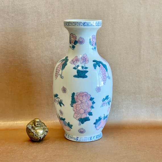Vase Vintage En Céramique écru - Motif Floral, Décoration D'intérieur