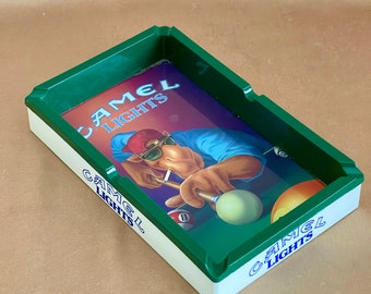 Vintage Joe Camel Pool Table Ashtray, Retro "Camels" Cigarettes Promotional Ashtray Collectible, Tobacciana Bar or Man Cave Gift