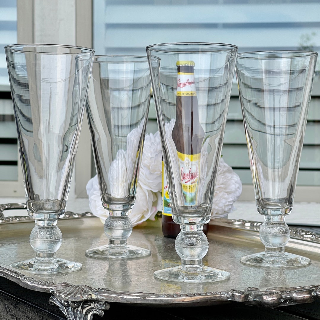 Four Vintage Sports Theme Beer Pilsners, Libbey Barware Clubhouse