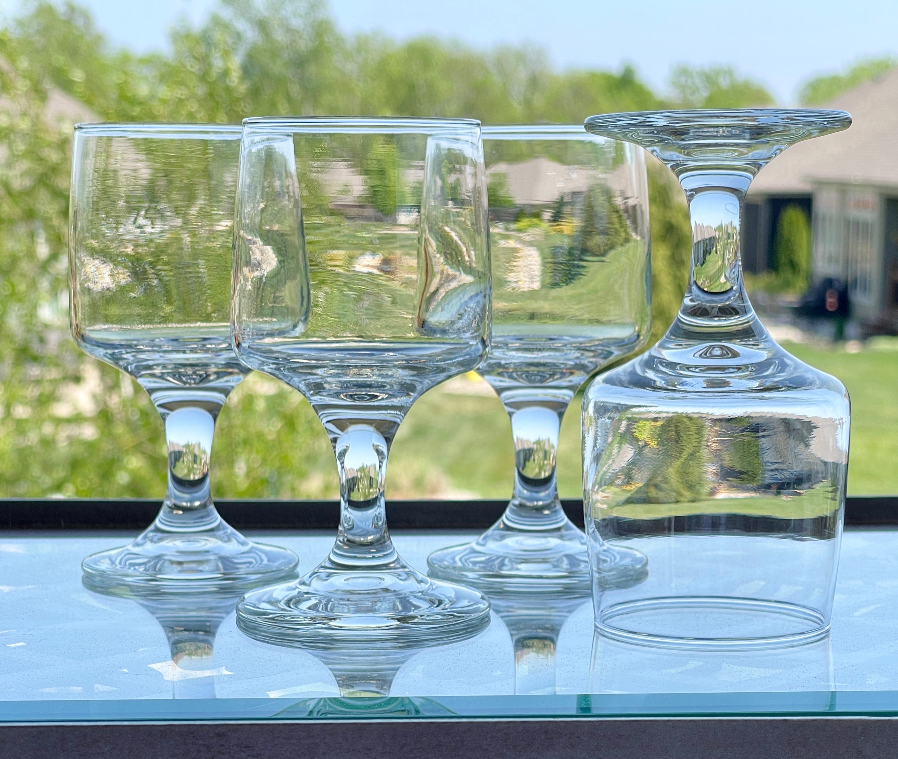 VINTAGE Viking Glass Christmas Tree Water Goblets Wine Glasses Set