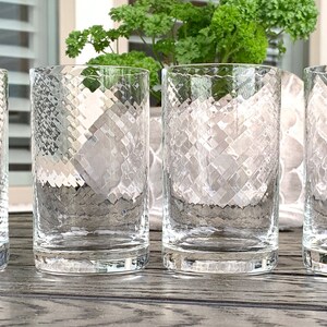Vintage Spiral Optic Crystal Juice Glasses: Mid Century Barware, Set of 4