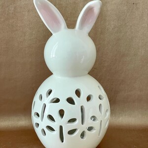 Pair of Reticulated Ceramic Rabbits, Light up Dept 56 Bunnies, Vintage ...